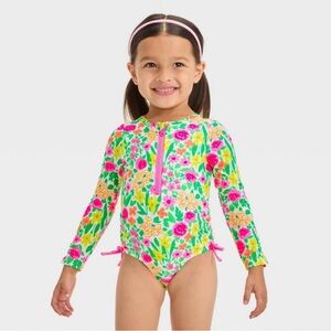 Cat & Jack Toddler Girls' Long Sleeve Rash Guard One Piece Swimsuit